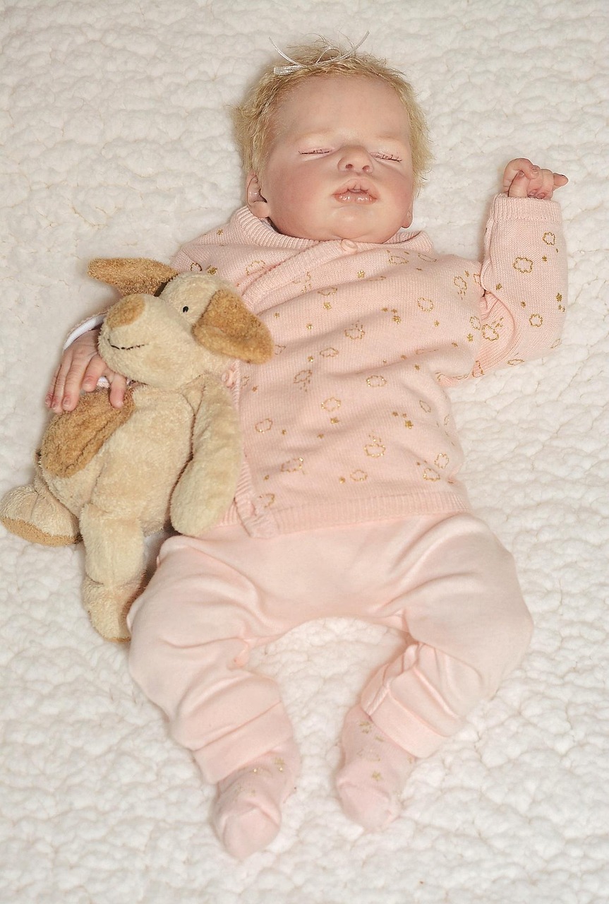 puppet, baby doll, artist doll, infant, girl, female, small, cute, asleep, peaceful, cuddly toy, product photography, puppet, baby doll, baby doll, baby doll, baby doll, baby doll, asleep, product photography